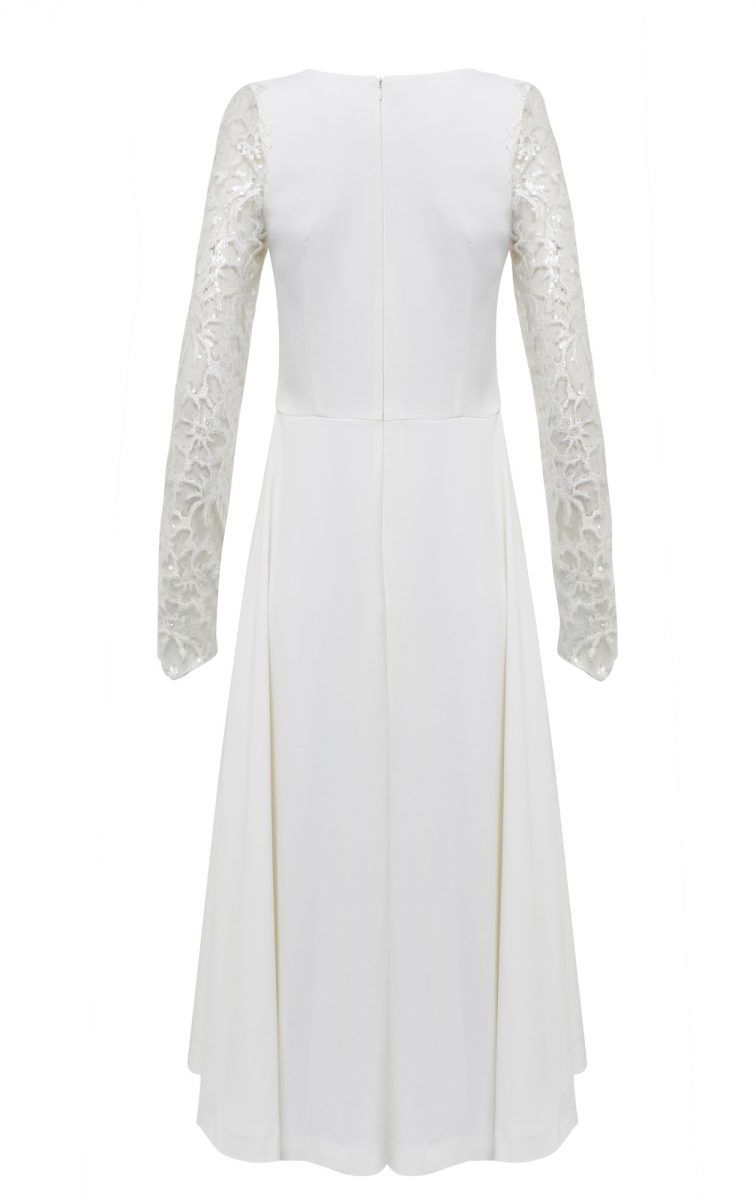 Embroidered sequin sleeve dress Back