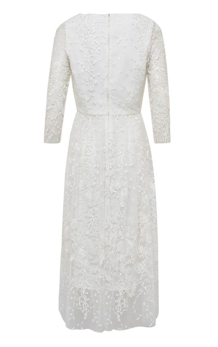 Embroidered tulle midi dress Front