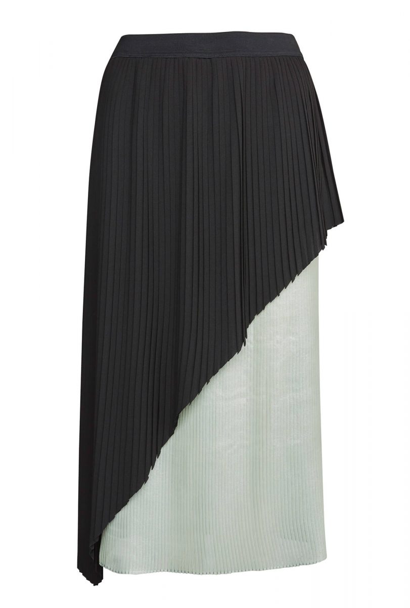 pleated metallic crepe skirt