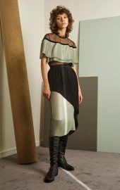 Ava pleated metallic chiffon and crepe skirt